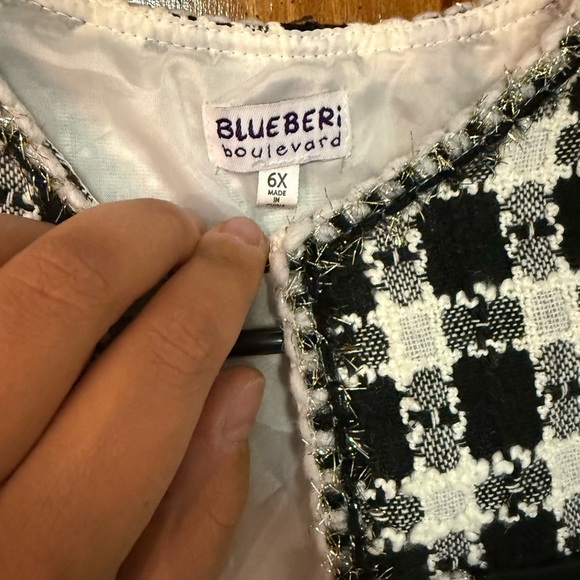 Blueberi Boulevard black & white tweed coat size 6x - Picture 5 of 8